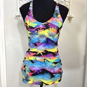 ⭐️Fila Colorful Abstract Racerback Tank Top Size Small